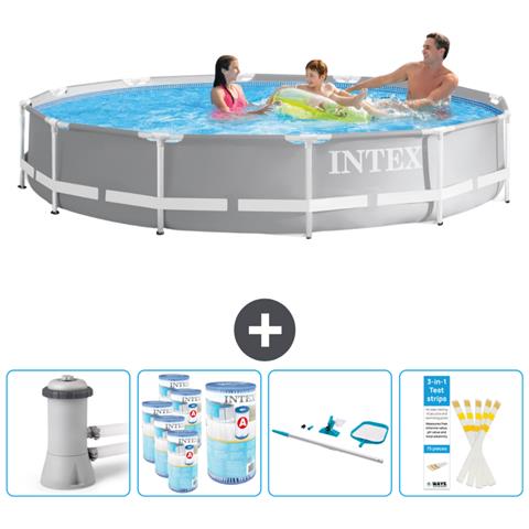 Piscina Fuori Terra - In Giro - 366x366x76 Cm - Grigio - Include Accessori Coordinati Cb94 - Foto 1