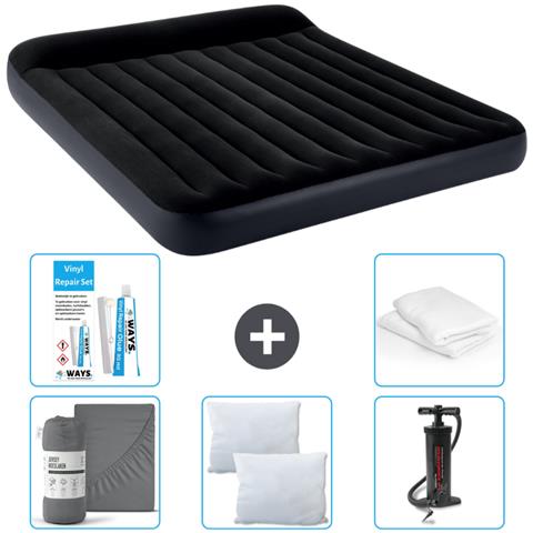 Set Materassino Gonfiabile - 203x183x25 Cm - Blu Scuro - Include Accessori Coordinati Cb9 - Foto 1