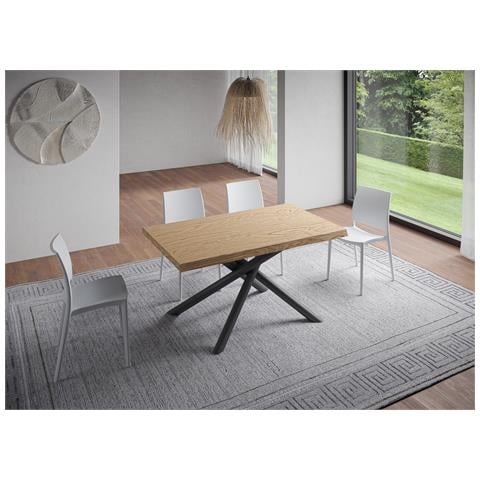 Tavolo Fisso 90x160 Cm Vindral Scortecciato Rovere Gambe Antracite - Foto 5