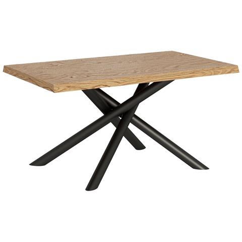 Tavolo Fisso 90x160 Cm Vindral Scortecciato Rovere Gambe Antracite - Foto 1