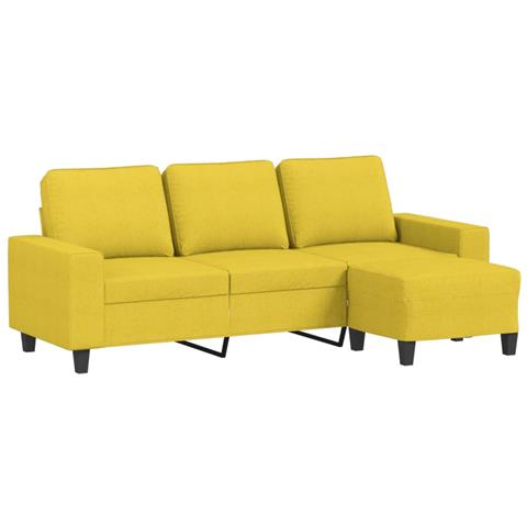 Lusso Casadino -  Divano A 3 Posti Con Poggiapiedi Giallo Chiaro 180cm In Tessuto - Foto 1