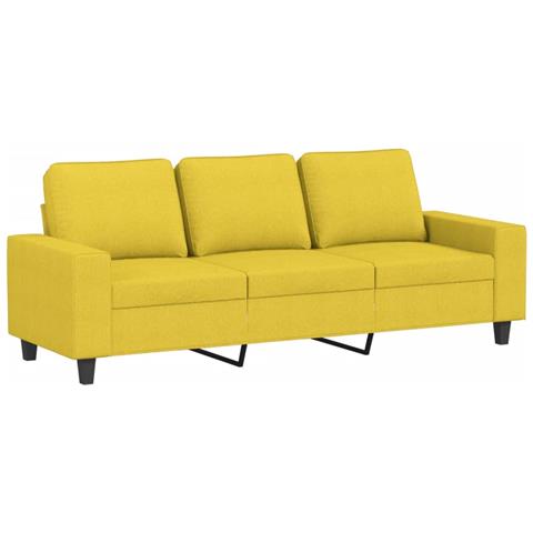 Lusso Casadino -  Divano A 3 Posti Con Poggiapiedi Giallo Chiaro 180cm In Tessuto - Foto 2