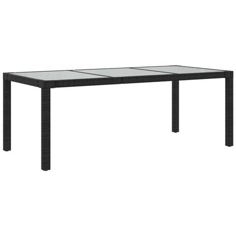 Lusso Casadino -  Tavolo Giardino Nero 190x90x75 Cm Vetro Temperato E Polyrattan - Foto 1
