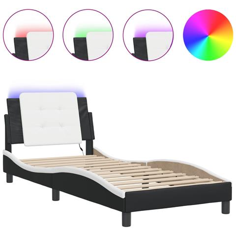 Lusso Casadino - Giroletto Con Led Senza Materasso Zadar Nero E Bianco 100x200 Cm - Foto 1