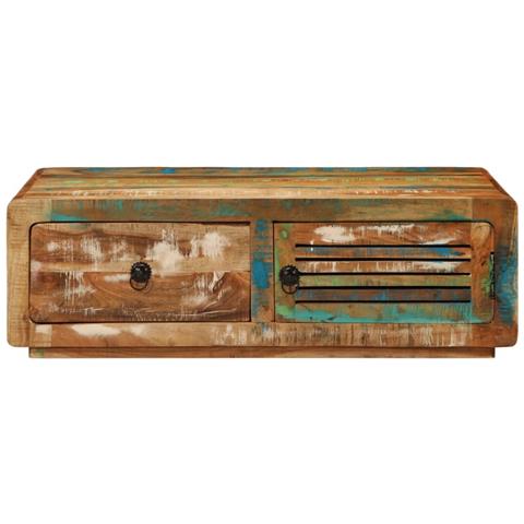 Tavolino Da Salotto 89x55x29 Cm In Legno Massello Di Recupero - Foto 1