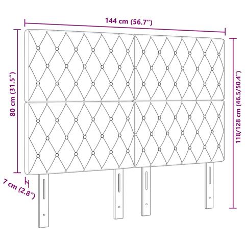 Testiera bottoni in cristallo tufted grigio chiaro 140 cm in velluto - Foto 9