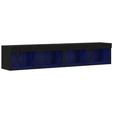 Cabinet TV con luci LED 2 pz Nero Rovere 80x30x30 cm - Foto 1