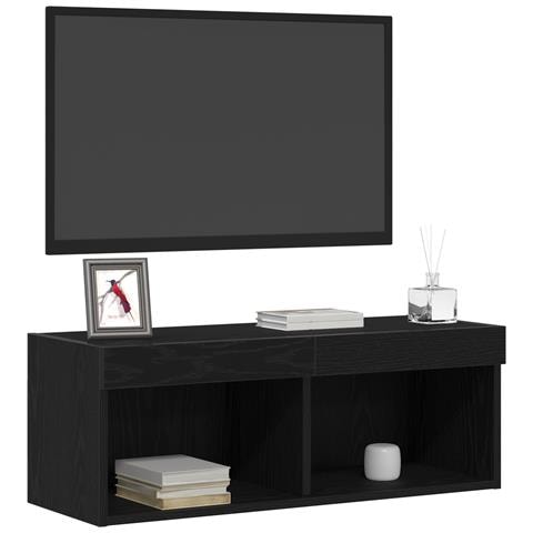 Cabinet TV con luci LED 2 pz Nero Rovere 80x30x30 cm - Foto 9