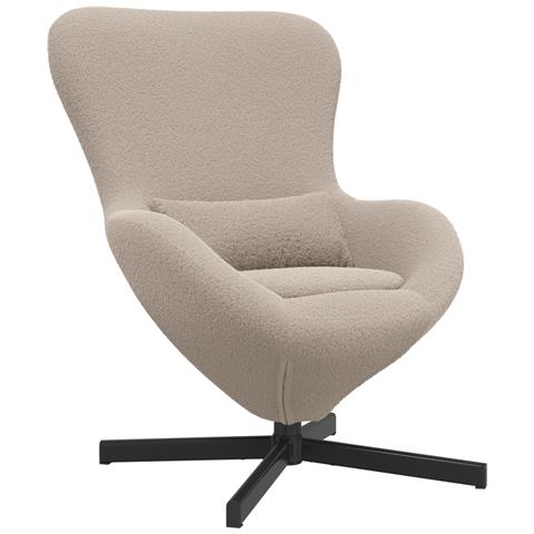 Poltrona a Uovo  Grigio Chiaro in Stoffa Curly - Foto 1