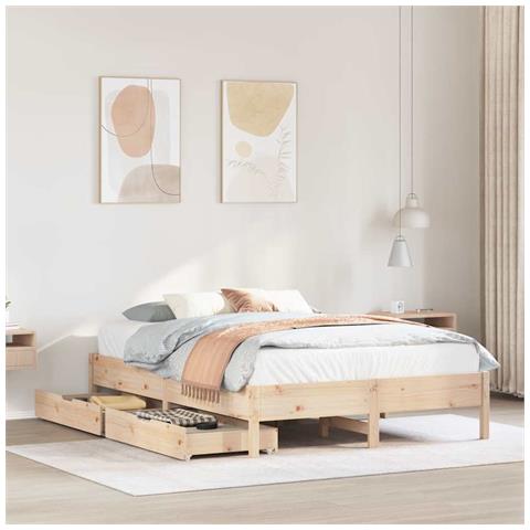 Letto senza Materasso 140x200 cm in Legno Massello di Pino - Foto 2