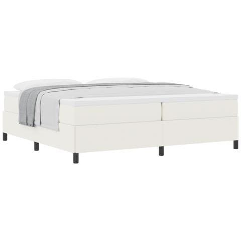 Letto a molle Crema 200 x 200 cm Tessuto in Cords - Foto 1