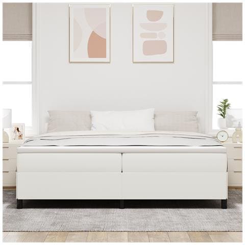 Letto a molle Crema 200 x 200 cm Tessuto in Cords - Foto 2