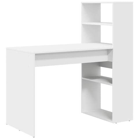 Scrivania Bianca con Ripiani 113x54x120 cm Legno ingegnerizzato - Foto 1