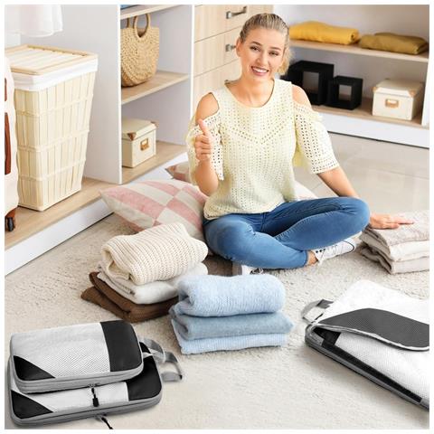 Set Di Organizer Da Viaggio 3 Borse E Custodia Per Scarpe Compatte Nere - Foto 2