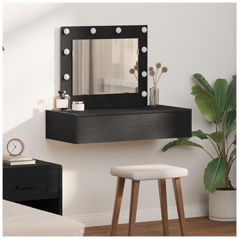 Tavolo da Toeletta a Muro con Luci LED in Quercia Nera - Foto 2