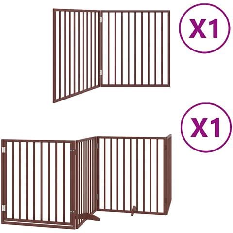 Cancello Cani Porta Pieghevole Marrone 6 Pannelli 480cm Pioppo - Foto 1