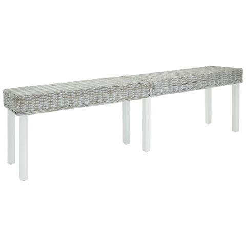 Panca Bianca 160x35x45 cm Rattan Kubu Naturale e Massello Mogano - Foto 1