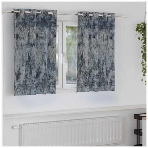 Tenda con tende 2 pcs Grigio argento 140 x 140 cm Velluto - Foto 2