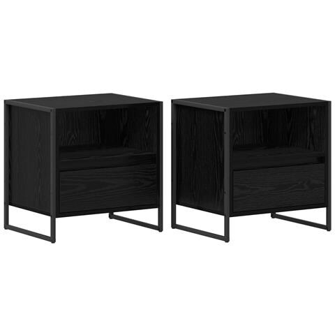 Comodino 2 pcs Rovere Nero 50 x 39,5 x 50 cm Legno multistrato - Foto 1