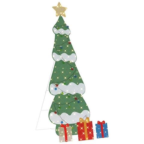 Albero di Natale Illuminato con 3 Scatole Regalo 2D Bianco Caldo - Foto 1