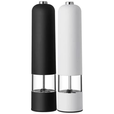 Set Di 2 Macinini Elettrici Regolabili Per Sale E Pepe, Bianco / Nero - Foto 1