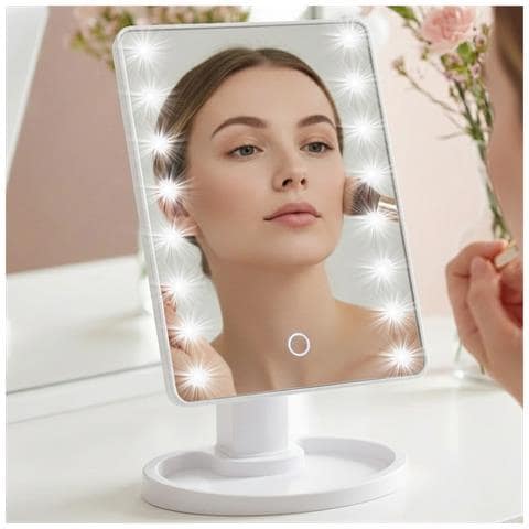Specchio Per Trucco Led Da Terra Con Touch E Rotazione A 360° - Foto 2