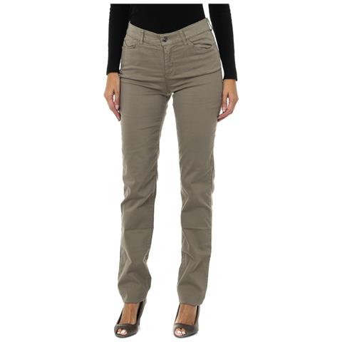 Pantaloni Lunghi Donna In Tessuto Stretch Vestibilità Regolare 6y5j18-5n0rz - Foto 1