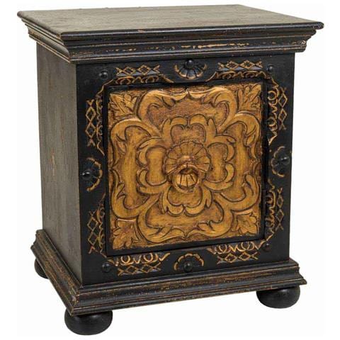 Comodino In Legno Intagliato Nero 50x40x59 - Foto 1