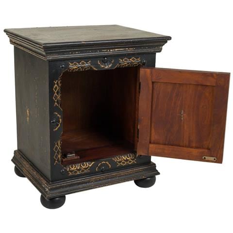 Comodino In Legno Intagliato Nero 50x40x59 - Foto 2