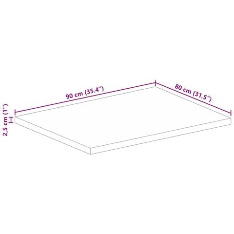 Piano per Tavolo 90x80x2,5 cm Rettangolare Legno Massello Mango - Foto 9