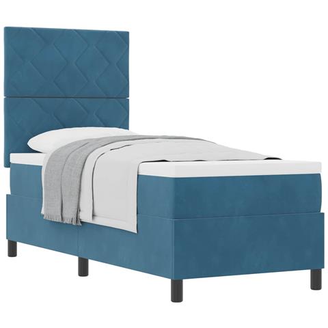 Letto a molle con materasso Blu Scuro 80 x 200 cm Tessuto - Foto 1