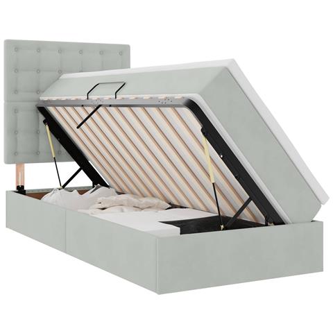 Letto con contenitore e materasso Grigio chiaro 90 x 190 cm - Foto 1