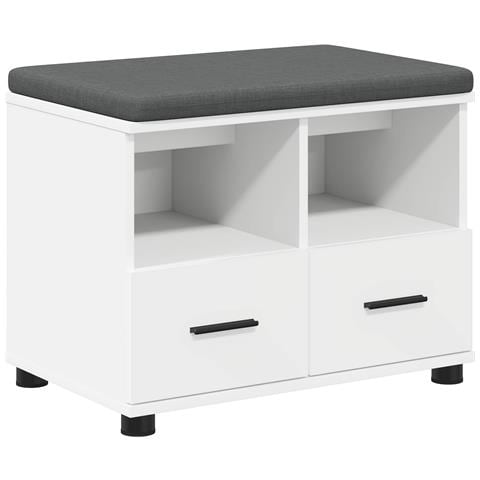 Panca per ingresso con cuscino Bianco 60 x 38 x 46 cm - Foto 1