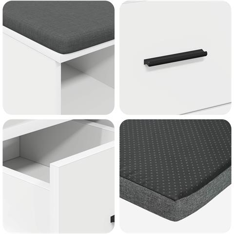 Panca per ingresso con cuscino Bianco 60 x 38 x 46 cm - Foto 9