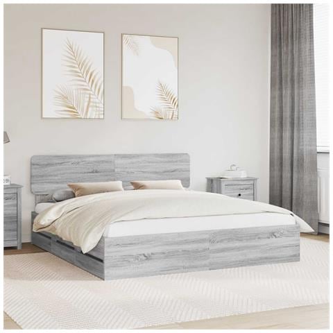 Struttura del letto con cassetto Grigio Sonoma 200 x 200 cm - Foto 2