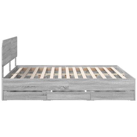 Struttura del letto con cassetto Grigio Sonoma 200 x 200 cm - Foto 9