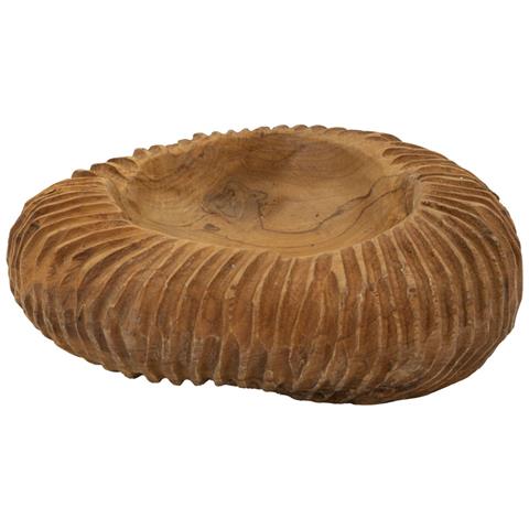 Ciotola Svuotatasche Garit In Teak Riciclato Scolpito Ø 32x11 Cm — Pezzo Unico - Foto 1