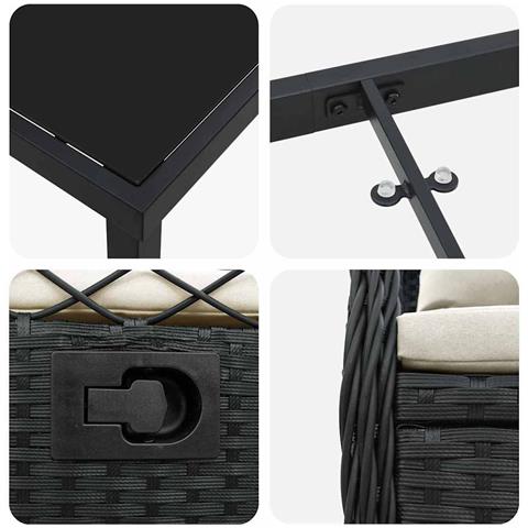 Set da Pranzo per Giardino 9 pcs Nero polyrattan - Foto 9