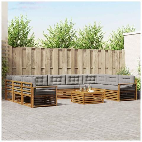 Set divani con cuscino 10 pcs Grigio Naturale e Chiaro - Foto 2