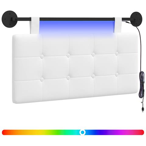 Testiera sospesa Con luce LED Bianco Tessuto - Foto 1