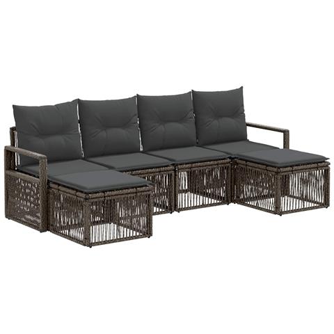 Set Divano da Giardino 6 pcs Grigio polyrattan - Foto 1