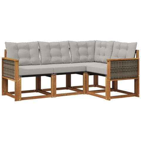 Set di divani da esterno 4 pcs Naturale e Grigio Chiaro - Foto 1