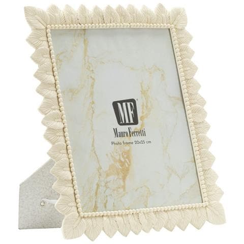 Cornice Portafoto Light Leaf In Resina Crema Con Foglie 20x25 - Foto 1