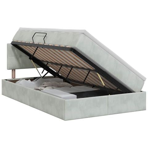 Letto con Contenitore Grigio Chiaro 120 x 200 cm Velluto - Foto 1
