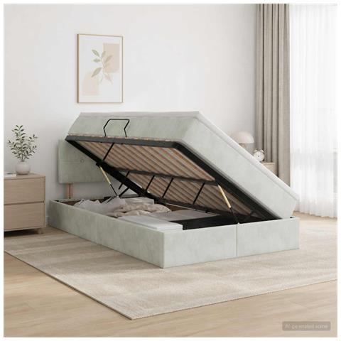 Letto con Contenitore Grigio Chiaro 120 x 200 cm Velluto - Foto 2