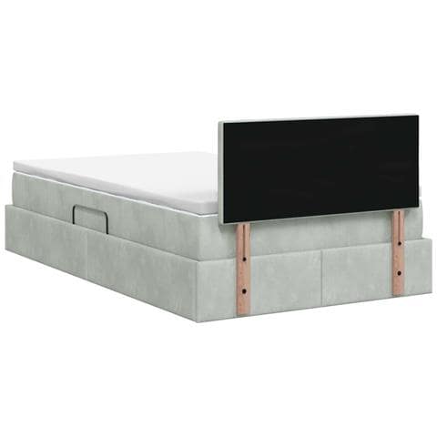 Letto con Contenitore Grigio Chiaro 120 x 200 cm Velluto - Foto 9
