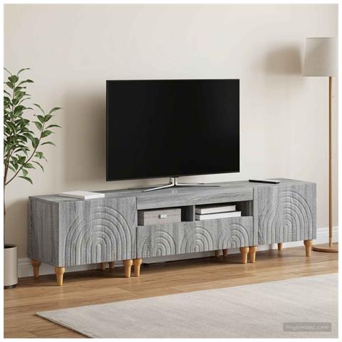 Mobile TV LED a 3 pezzi Sonoma grigio Legno ingegnerizzato - Foto 9