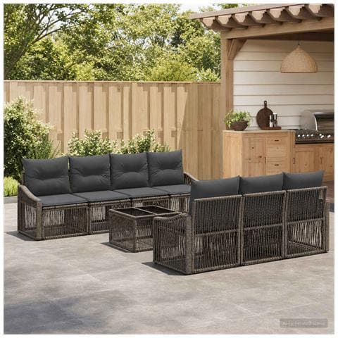 Set Divano da Giardino 8 pz Grigio polyrattan - Foto 9