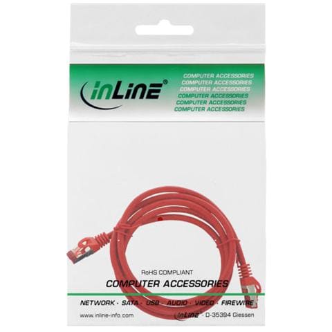 cavo patch per rete dati lan cat. 6, 2x rj45, doppia schermatura sftp (pimf) , halogenfree, colore rosso, 1m - Foto 2