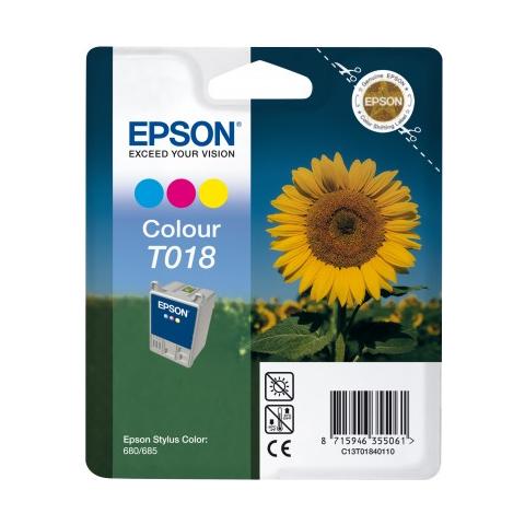 C13T018401 Cartuccia Ink Originale Ciano Magenta Giallo per Stylus Color 680 / 685 / 777 Capacità 300 Pagine - Foto 1